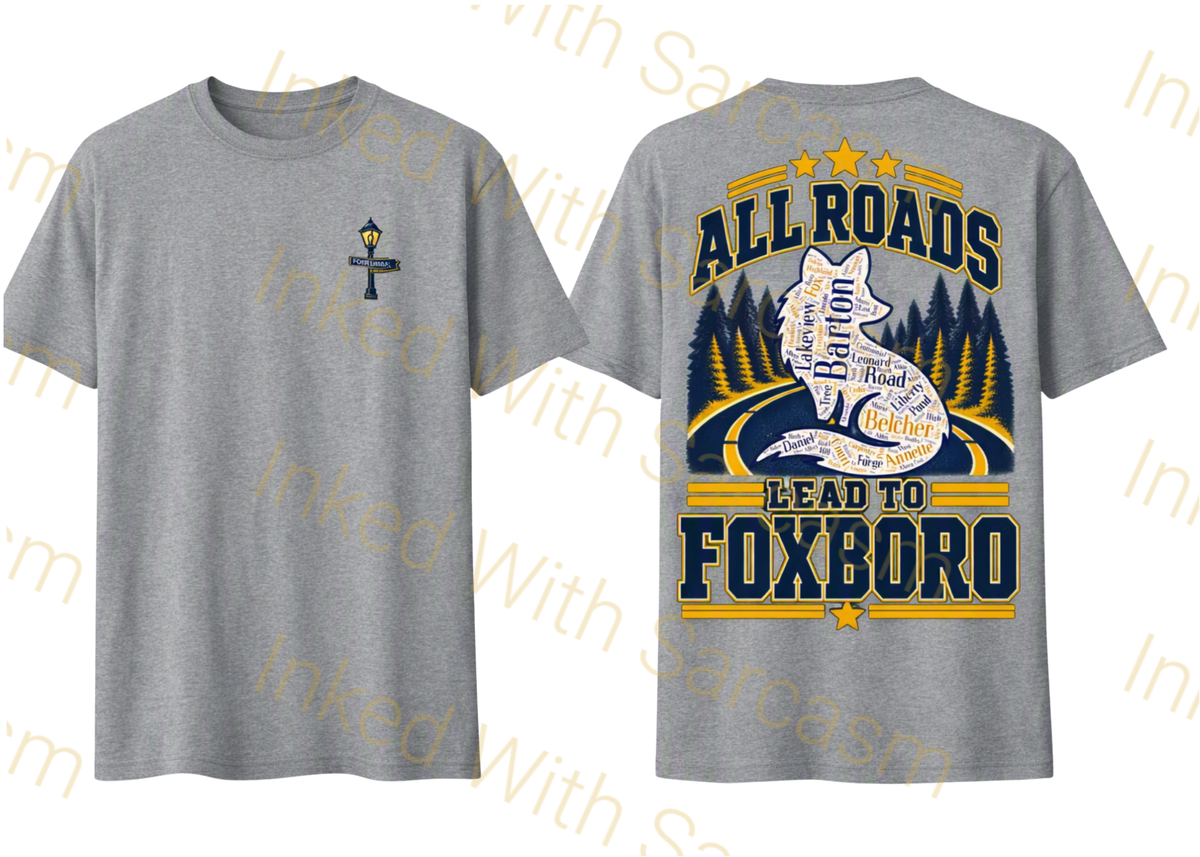 All Roads Lead To Foxboro Gray with Trees T-Shirts